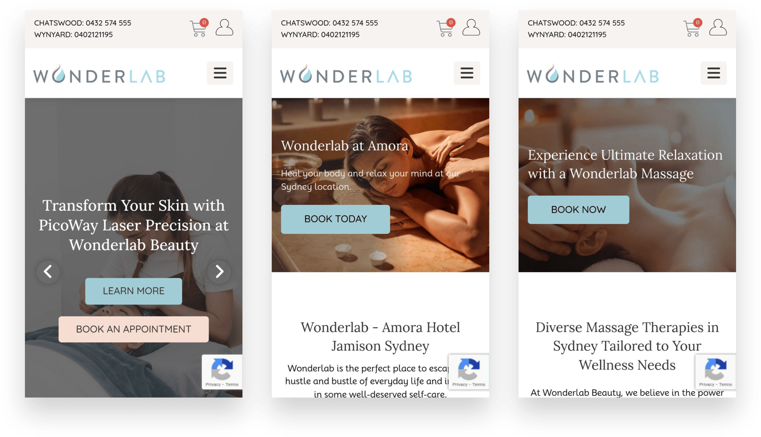Wonderlab Beauty - Tablet Responsive Websites