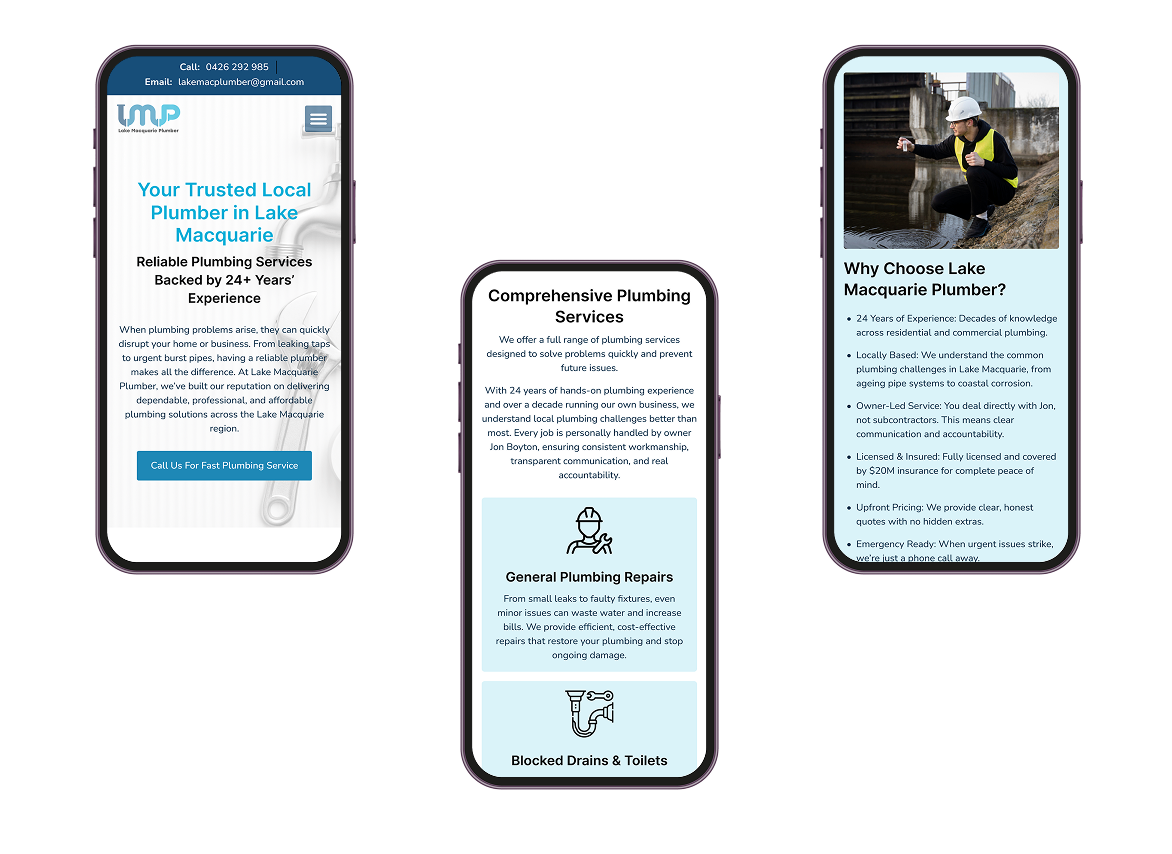 LAKE MACQUARIE PLUMBER - Mobile View