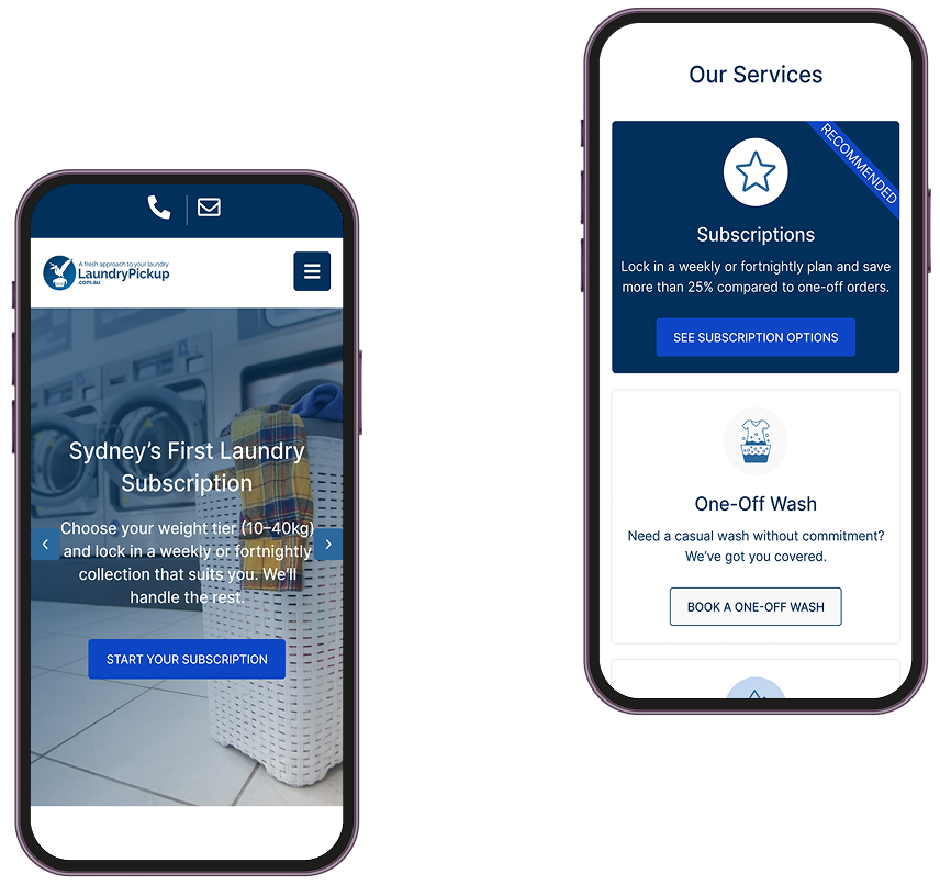 LaundryPickup - Mobile View