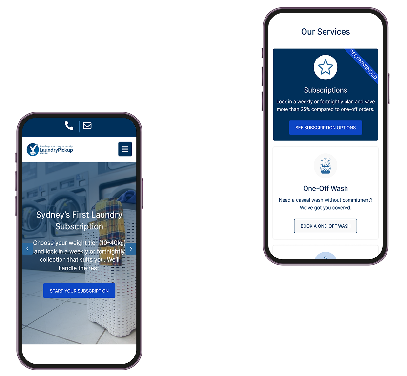 LaundryPickup - Mobile View