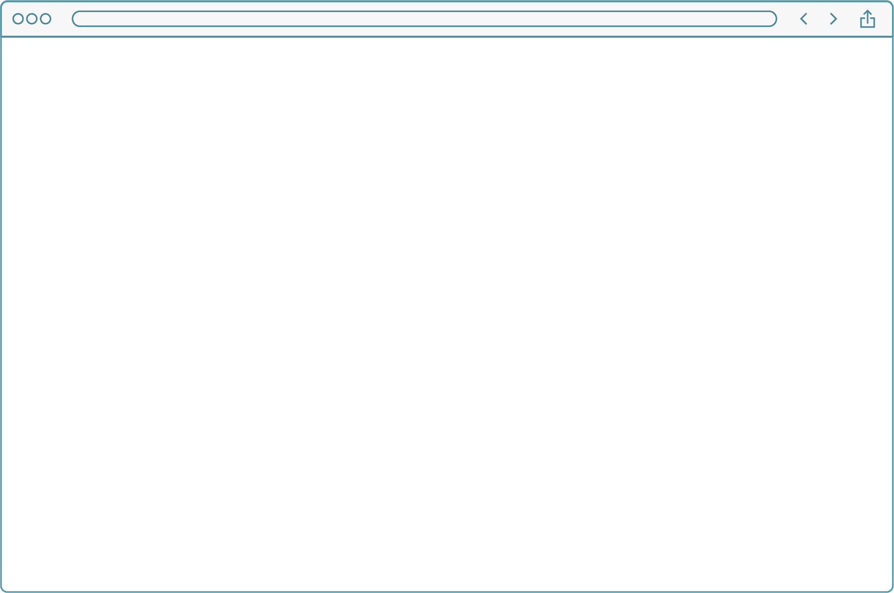 Web browser window with a long rounded address/search bar and navigation icons (back, forward, share) at the top; content area blank.